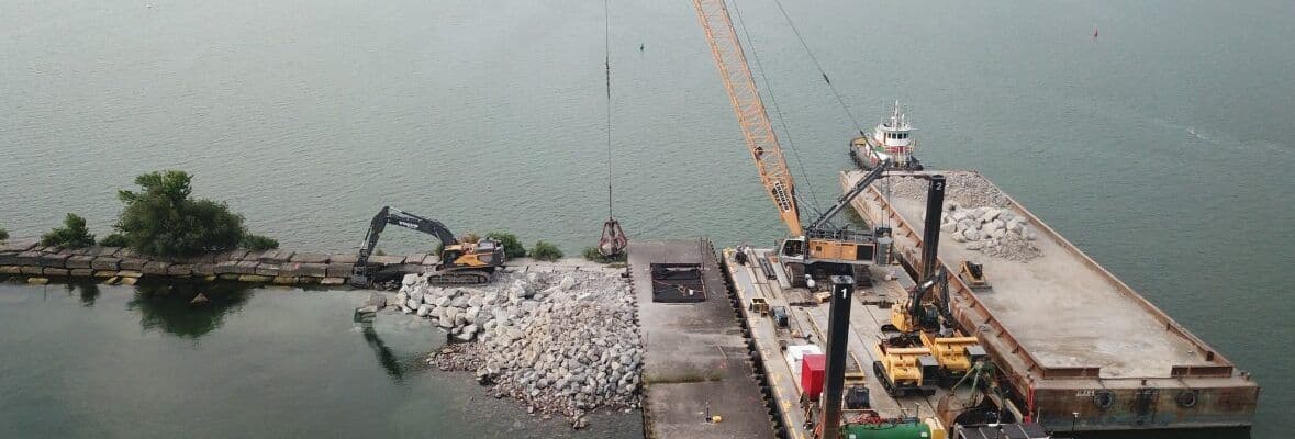 Work on Great Sodus Bay breakwater in full swing