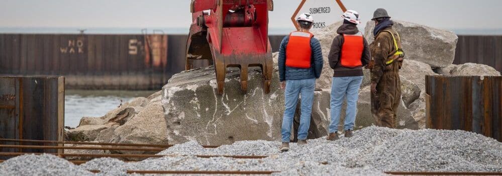 Work on Vermilion Harbor’s east pier in full swing