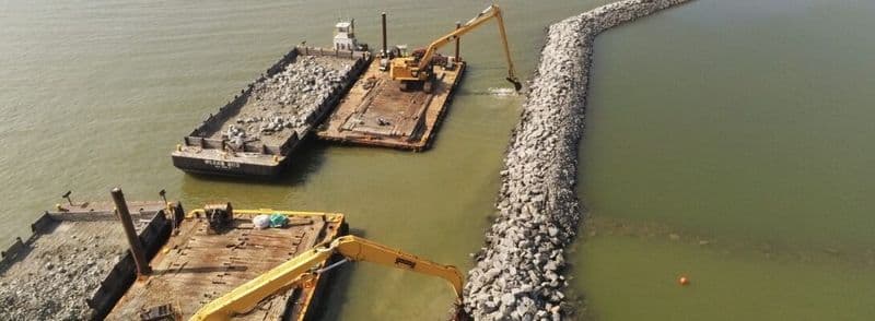Photo of the day: Work on Barren Island’s new breakwater in full swing