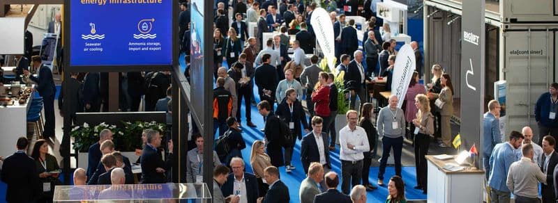 An aerial photo of the exhibition floor at Offshore Energy Exhibition & Conference 2023